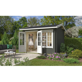Abri de jardin en bois LASITA ALEX – 7,02 m² – 44 mm – Gris Vert