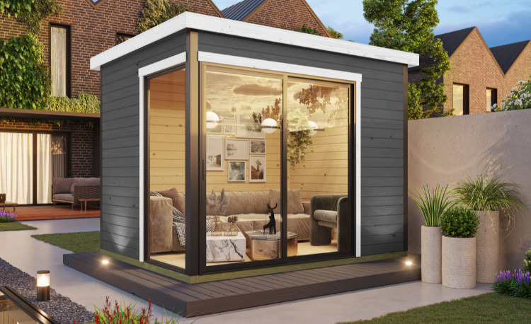 Abri de jardin en bois LASITA AUSTIN 1 – 6,73 m² – 44 mm – Gris Anthracite