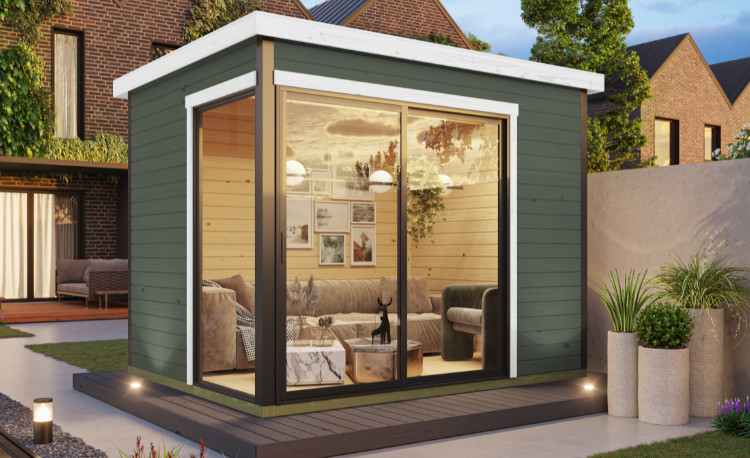 Abri de jardin en bois LASITA AUSTIN 1 – 6,73 m² – 44 mm – Gris Vert