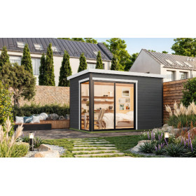 Abri de jardin en bois LASITA AUSTIN 2 – 8,12 m² – 44 mm – Gris Anthracite