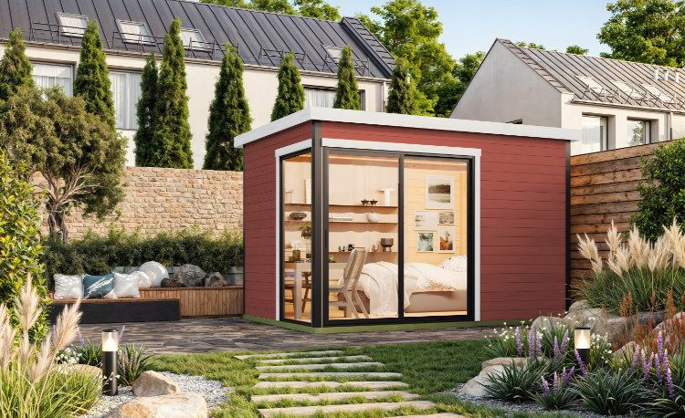 Abri de jardin en bois LASITA AUSTIN 2 – 8,12 m² – 44 mm – Rouge Suédois