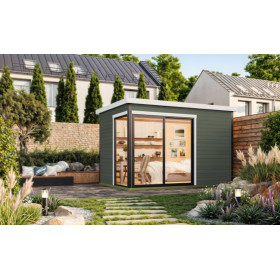 Abri de jardin en bois LASITA AUSTIN 2 – 8,12 m² – 44 mm – Gris Vert