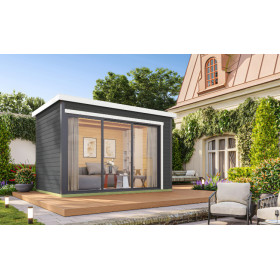 Abri de jardin en bois LASITA AUSTIN 3 – 8,12 m² – 44 mm – Gris Anthracite