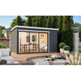 Abri de jardin en bois LASITA AUSTIN 4 – 9,51 m² – 44 mm – Gris Anthracite