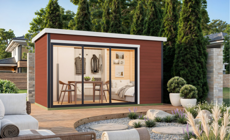 Abri de jardin en bois LASITA AUSTIN 4 – 9,51 m² – 44 mm – Rouge Suédois