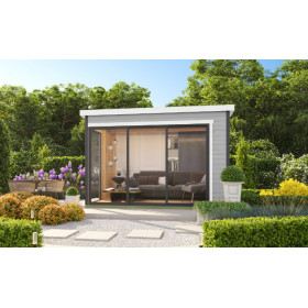 Abri de jardin en bois LASITA AUSTIN 5 – 8,12 m² – 44 mm – Gris Clair