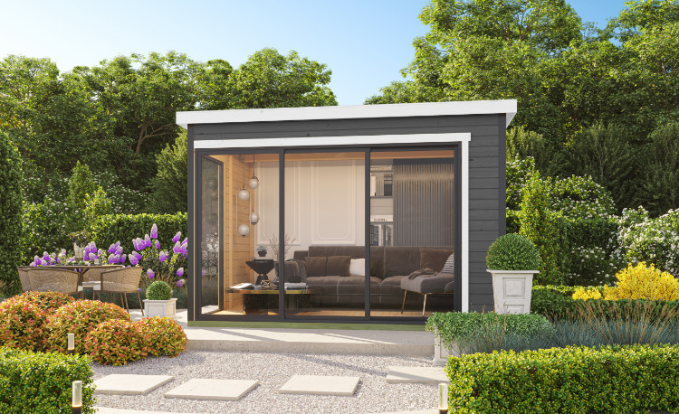 Abri de jardin en bois LASITA AUSTIN 5 – 8,12 m² – 44 mm – Gris Anthracite