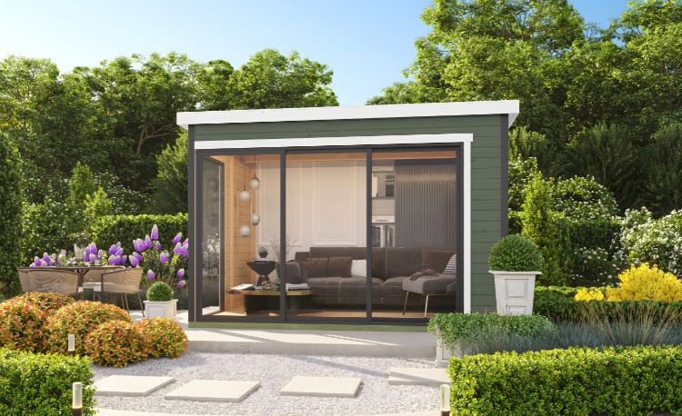 Abri de jardin en bois LASITA AUSTIN 5 – 8,12 m² – 44 mm – Gris Vert