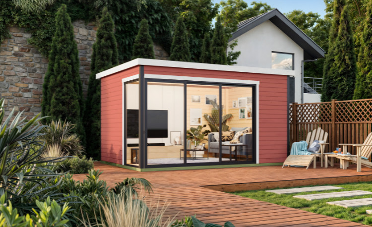 Abri de jardin en bois LASITA AUSTIN 6 – 11,97 m² – 44 mm – Rouge Suédois