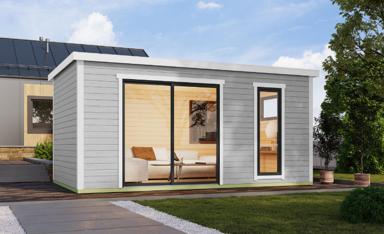 Abri de jardin en bois LASITA AUSTIN 7 – 14,25 m² – 44 mm – Gris Clair