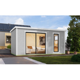 Abri de jardin en bois LASITA AUSTIN 7 – 14,25 m² – 44 mm – Gris Clair