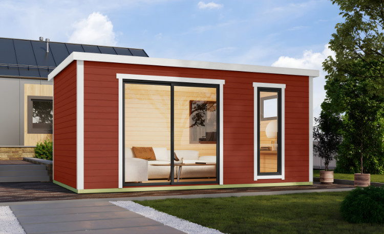 Abri de jardin en bois LASITA AUSTIN 7 – 14,25 m² – 44 mm – Rouge Suédois