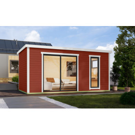Abri de jardin en bois LASITA AUSTIN 7 – 14,25 m² – 44 mm – Rouge Suédois