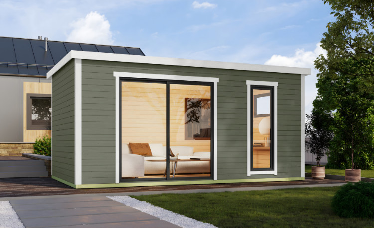 Abri de jardin en bois LASITA AUSTIN 7 – 14,25 m² – 44 mm – Gris Vert