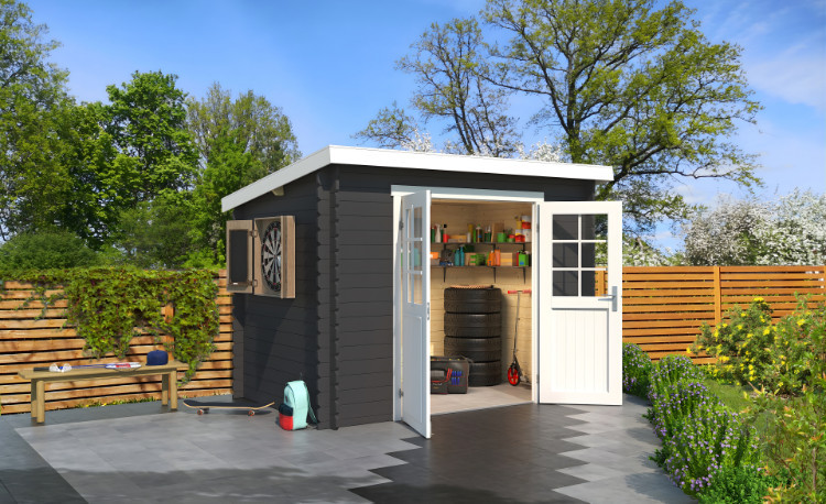 Abri de jardin en bois LASITA SAN JOSE 175 - 4,56m² (28mm) - GRIS ANTHRACITE