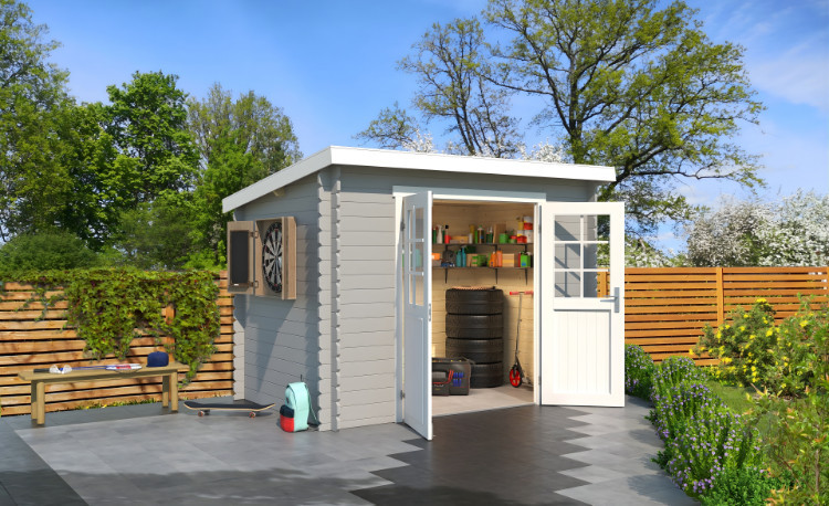 Abri de jardin en bois LASITA SAN JOSE 175 - 4,56m² (28mm) - GRIS CLAIR