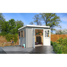 Abri de jardin en bois LASITA SAN JOSE 175 - 4,56m² (28mm) - GRIS CLAIR