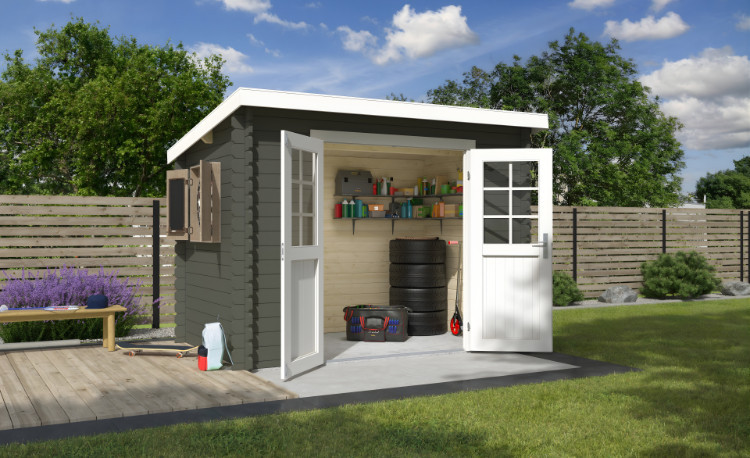 Abri de jardin en bois LASITA SAN JOSE 175 - 4,56m² (28mm) - GRIS VERT