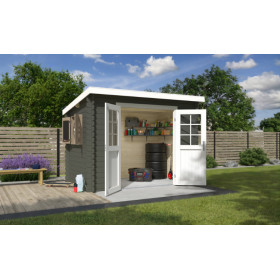 Abri de jardin en bois LASITA SAN JOSE 175 - 4,56m² (28mm) - GRIS VERT