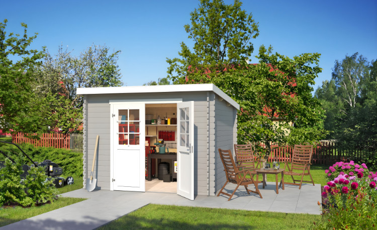 Abri de jardin en bois LASITA SAN JOSE 230- 6,05 m² (28mm) - GRIS CLAIR
