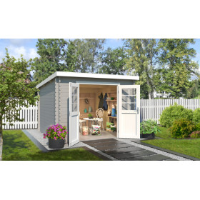 Abri de jardin en bois LASITA SAN JOSE 275- 7,26 m² (28mm) - GRIS CLAIR