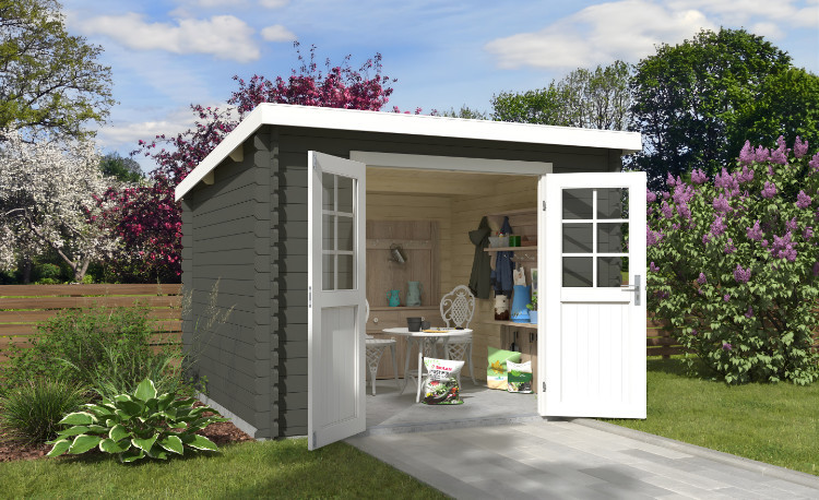 Abri de jardin en bois LASITA SAN JOSE 275- 7,26 m² (28mm) - GRIS VERT