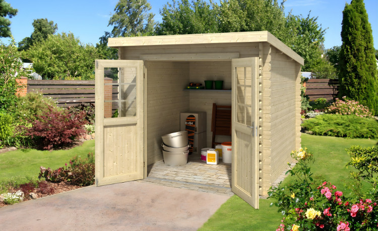 Abri de jardin en bois LASITA INDI 175 - 3,80m² (28mm)  finition NATURELLE