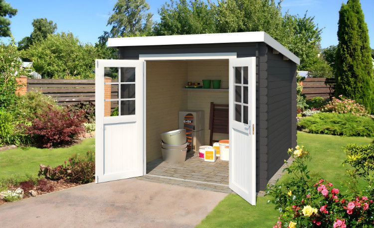 Abri de jardin en bois LASITA INDI 175 - 3,80m² (28mm) - GRIS ANTHRACITE