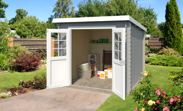 Abri de jardin en bois LASITA INDI 175 - 3,80m² (28mm) - GRIS CLAIR