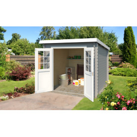 Abri de jardin en bois LASITA INDI 175 - 3,80m² (28mm) - GRIS CLAIR