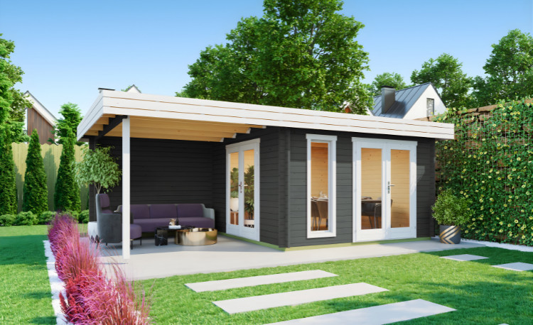 Abri de jardin en bois LASITA ANDERS – 22,75 m² – 44 mm – Gris Anthracite