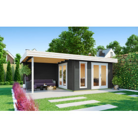 Abri de jardin en bois LASITA ANDERS – 22,75 m² – 44 mm – Gris Anthracite
