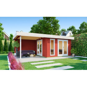 Abri de jardin en bois LASITA ANDERS – 22,75 m² – 44 mm – Rouge Suédois