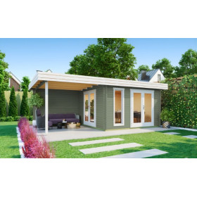 Abri de jardin en bois LASITA ANDERS – 22,75 m² – 44 mm – Gris Vert
