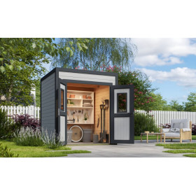 Abri de jardin en bois LASITA FELIX 1 - 3.78 m²  (28mm) - GRIS CLAIR