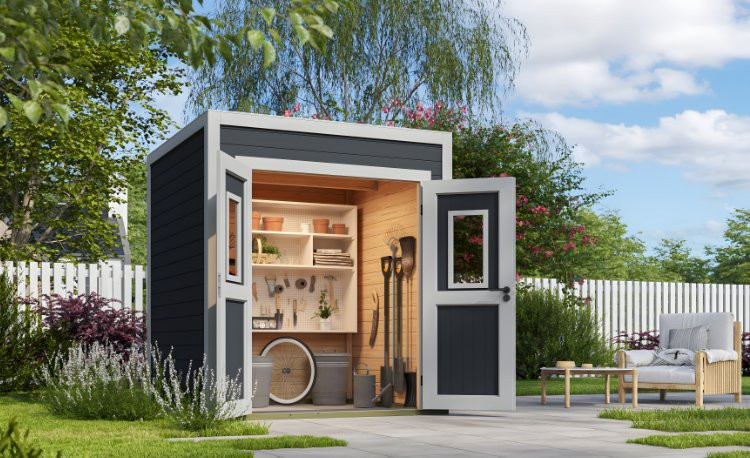 Abri de jardin en bois LASITA FELIX 1 - 3.78m²  (28mm) - GRIS ANTHRACITE