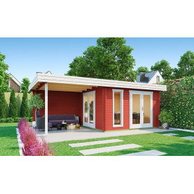 Abri de jardin en bois LASITA ANDERS – 22,75 m² – 44 mm – Rouge Suédois