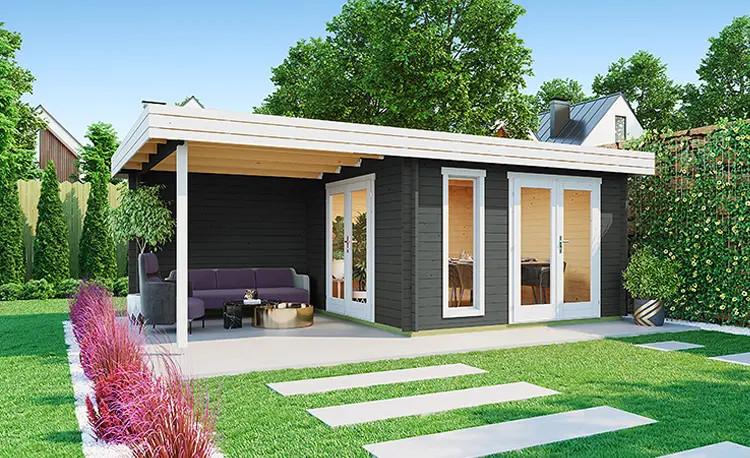 Abri de jardin en bois LASITA ANDERS – 22,75 m² – 44 mm – Gris Anthracite