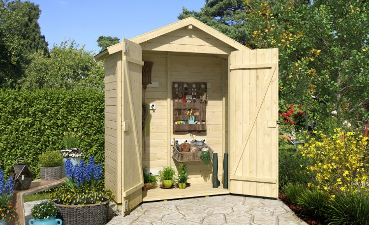 Abri de jardin en bois LASITA KENT 1.1 - 1.08m² (13mm)  finition NATURELLE