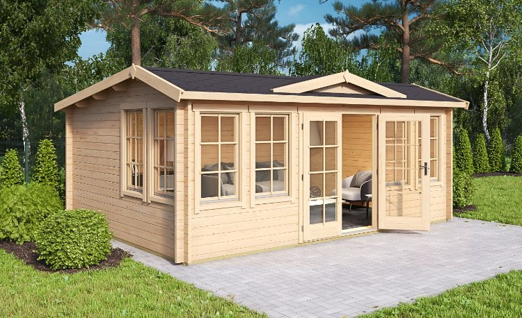 Abri de jardin en bois LASITA Balmoral 44– 19,35 m² – 44 mm – Finition Naturelle