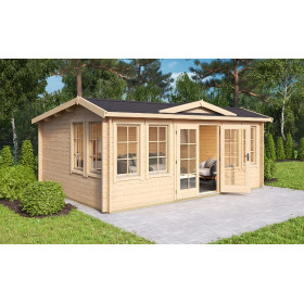 Abri de jardin en bois LASITA Balmoral 44– 19,35 m² – 44 mm – Finition Naturelle