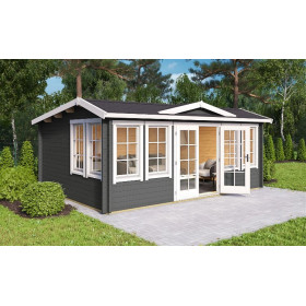 Abri de jardin en bois LASITA Balmoral 44– 19,35 m² – 44 mm – Gris Anthracite