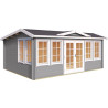 Abri de jardin en bois LASITA Balmoral 44– 19,35 m² – 44 mm – Gris Clair