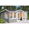 Abri de jardin en bois LASITA Balmoral 44– 19,35 m² – 44 mm – Gris Clair