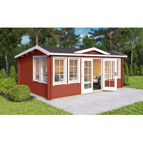 Abri de jardin en bois LASITA Balmoral 44– 19,35 m² – 44 mm – Rouge Suédois
