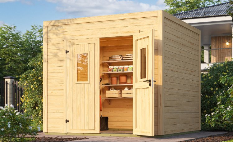 Abri de jardin en bois LASITA FELIX 1,5 - 4.75m²  (28 mm) - Finition NATURELLE.