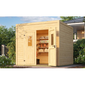 Abri de jardin en bois LASITA FELIX 1,5 - 4.75m²  (28 mm) - Finition NATURELLE.