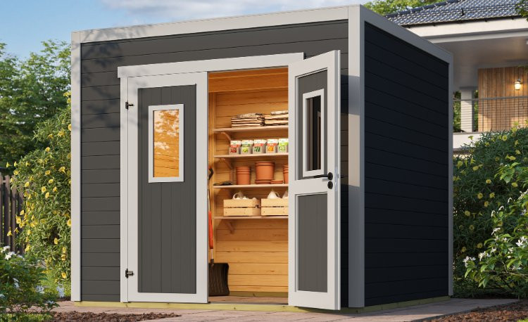 Abri de jardin en bois LASITA FELIX 1,5 - 4.75m² (28mm) - GRIS ANTHRACITE