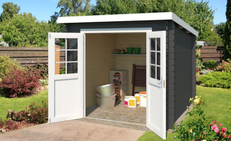 Abri de jardin en bois LASITA INDI 230 - 5,04m² (28mm) - GRIS ANTHRACITE