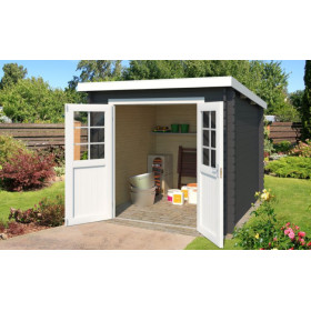 Abri de jardin en bois LASITA INDI 230 - 5,04m² (28mm) - GRIS ANTHRACITE
